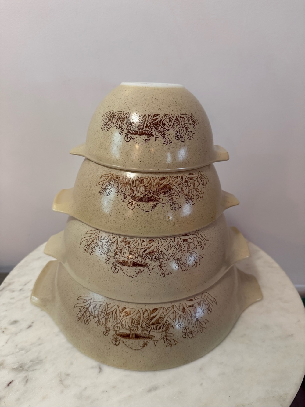 Vintage PYREX Cinderella Forest Fancies Mushroom Nesting Mixing Bowls Set of 4